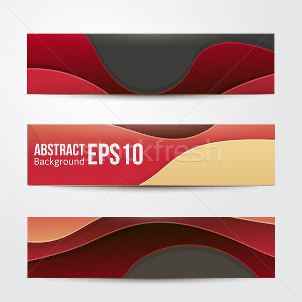 set of abstract red banners. three background. Business design template. Stock photo © sabelskaya