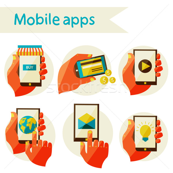 set mobile icons Stock photo © sabelskaya