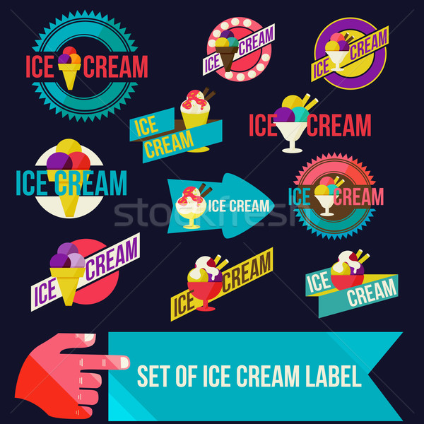 Set of modern ice cream shop badges and labels Stock photo © sabelskaya