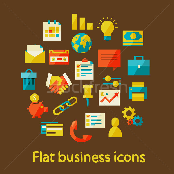 Flat business icons Stock photo © sabelskaya