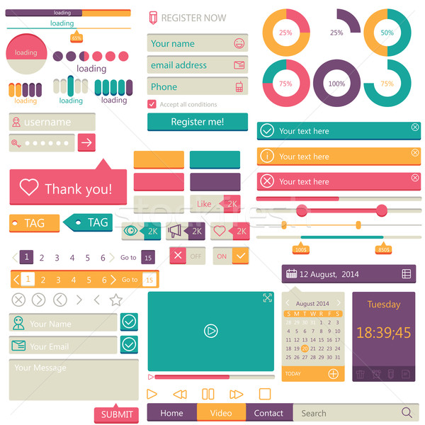 Flat elements design, ui set. Vector Stock photo © sabelskaya