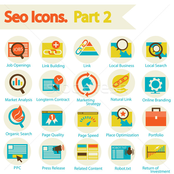 SEO icons set part 2 Stock photo © sabelskaya