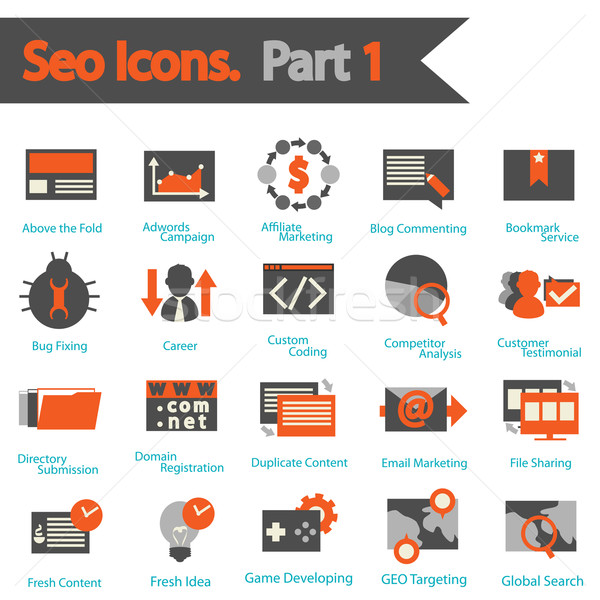 SEO icons set part 1 Stock photo © sabelskaya