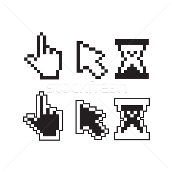 Stock fotó: Pixel · fekete · tiszta · ikonok · kéz · nyíl