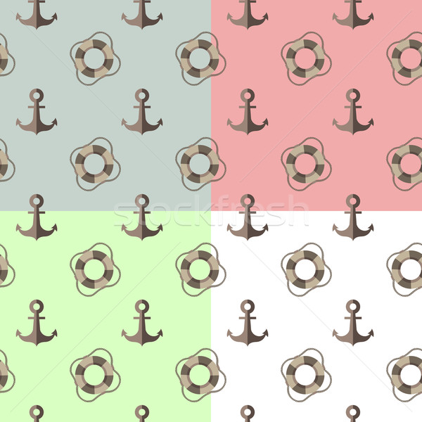 sea seamless pattern with anchors and lifebuoys Stock photo © sabelskaya