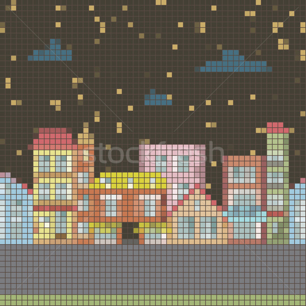 night seamless Vector cartoon town Stock photo © sabelskaya