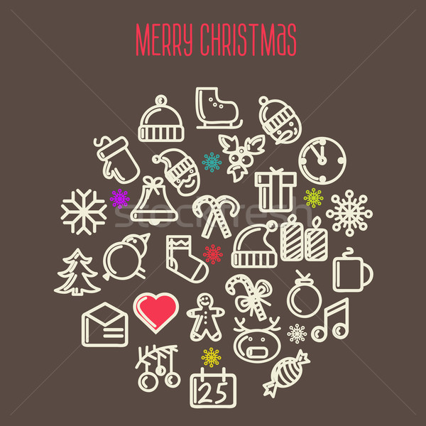 Christmas background with set of icons Stock photo © sabelskaya