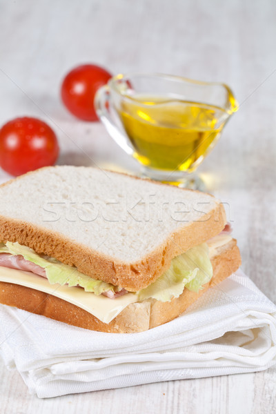 Francia sajt sonka saláta szendvics étel Stock fotó © sabinoparente