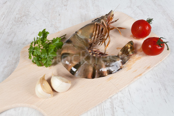 Stock photo: Raw prawns