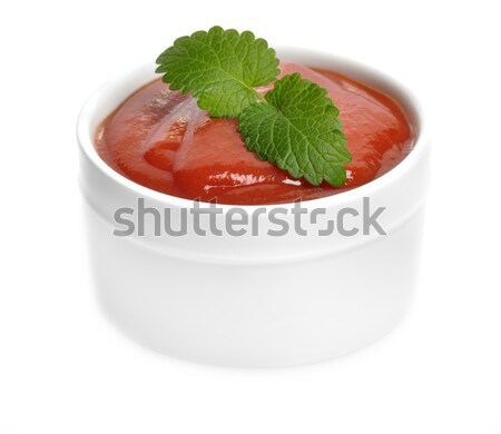 Tomatensoep witte kom Rood plantaardige maaltijd Stockfoto © saddako2