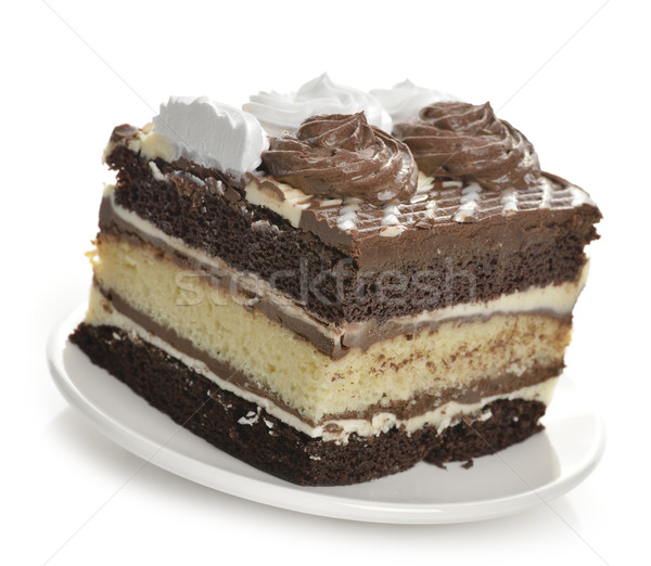 Ciocolată strat tort proaspăt smântână Imagine de stoc © saddako2