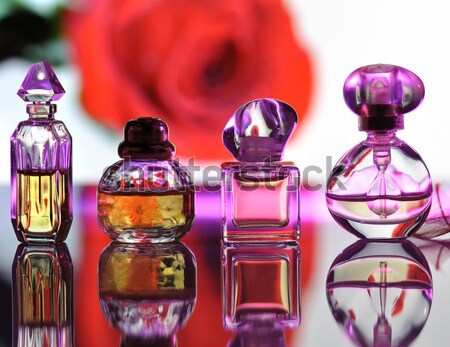 Parfum collectie glas achtergrond fles vrouwelijke Stockfoto © saddako2