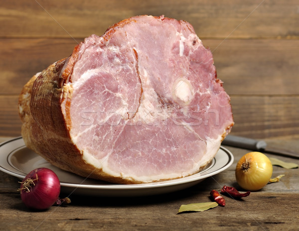 Gerookt ham plaat voedsel peper Stockfoto © saddako2
