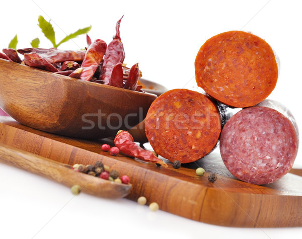 Pepperoni salami especias alimentos naranja Foto stock © saddako2