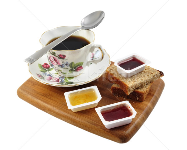 Stock photo: coffee and bread with jelly 