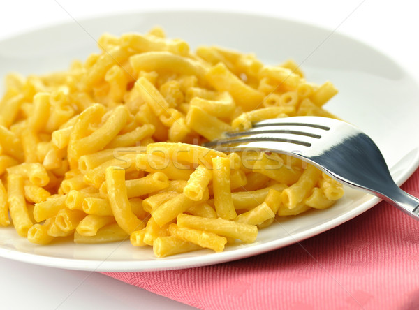 Macaroni kaas plaat kleur macro snack Stockfoto © saddako2