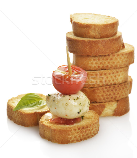 Bread Rusks With Mozzarella Cheese And Tomatoes Stock photo © saddako2