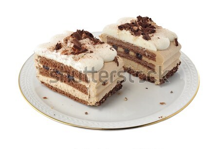 Cappucchino krém torta fehér buli tányér Stock fotó © saddako2