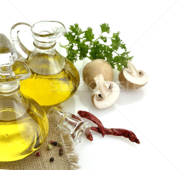 étolaj olívaolaj fűszer gombák fehér étel Stock fotó © saddako2
