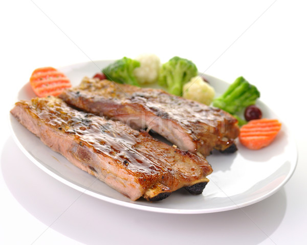 Stock photo: pork ribs with barbecue sauce 