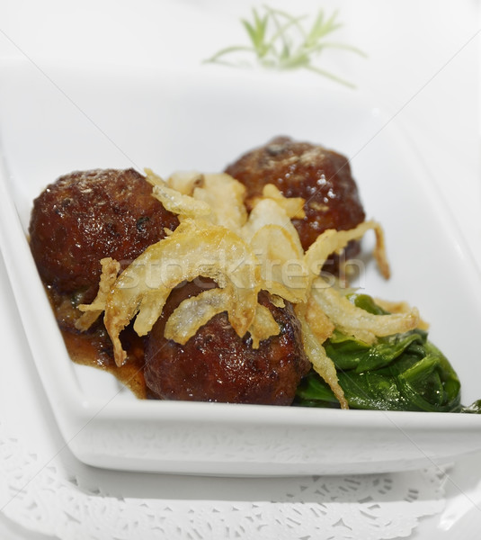 Boulettes de viande oignon épinards alimentaire viande boeuf Photo stock © saddako2