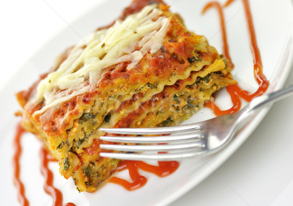 Lasagna legume legume furculiţă alimente placă Imagine de stoc © saddako2