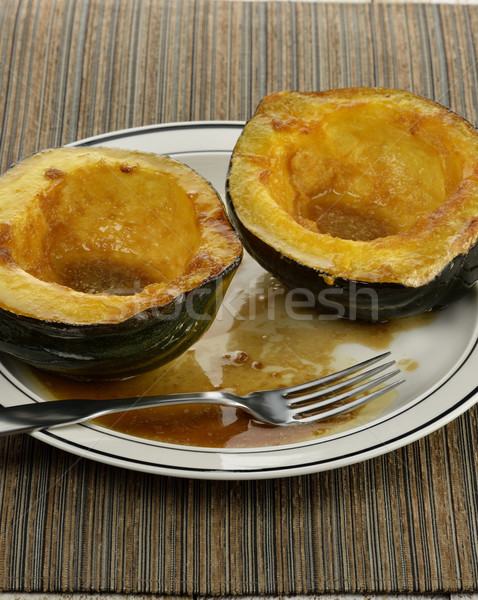 Eikel squash gekookt bruine suiker boter vork Stockfoto © saddako2