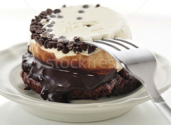 Brownie Eis Essen Kuchen Eis Stock foto © saddako2