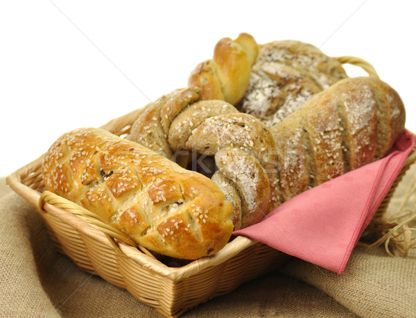 Stockfoto: Eigengemaakt · brood · vers · achtergrond · mand