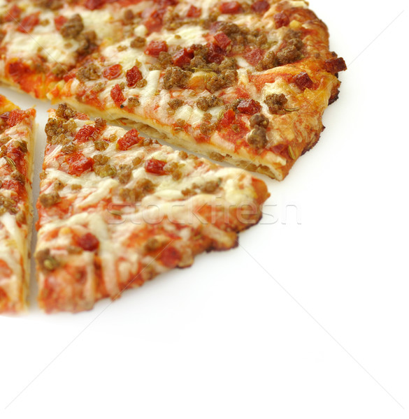 Stock foto: Mini · Pizza · Wurst · pepperoni · geschnitten · Brot