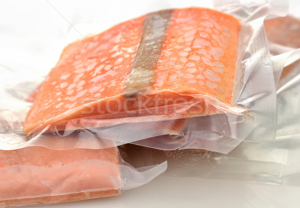 Congelés saumon vide paquet alimentaire poissons Photo stock © saddako2