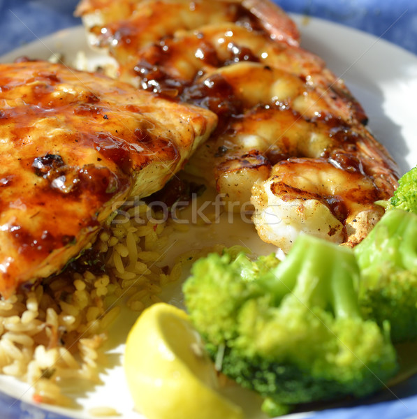 Maple Glaze Salmon And Shrimps Stock photo © saddako2