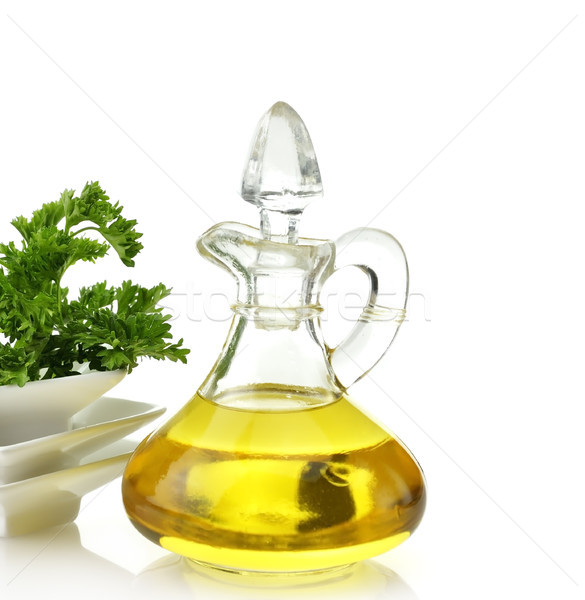 Foto stock: Aceite · de · cocina · perejil · blanco · aceite · de · oliva · naturales · frescura