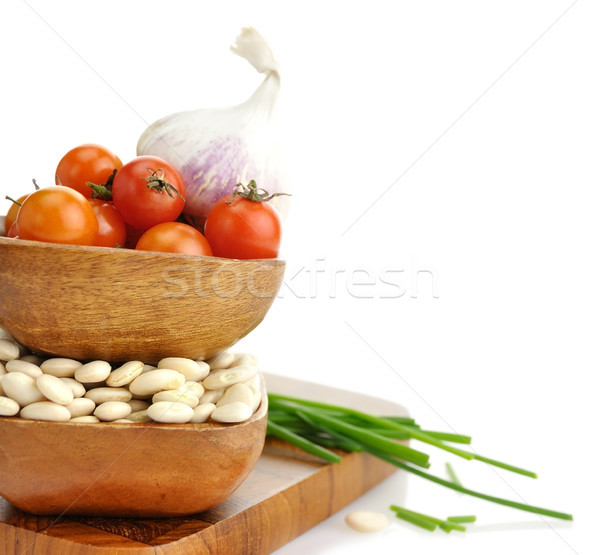 Biały fasola baby lima pomidory przyprawy Zdjęcia stock © saddako2