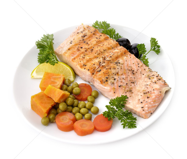 Salmone filetto verdura alla griglia bianco alimentare Foto d'archivio © saddako2