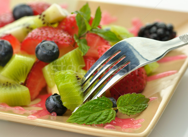 Fruits frais salade fruits déjeuner fourche [[stock_photo]] © saddako2