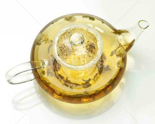 Teáskanna bő zöld tea víz zöld pihen Stock fotó © saddako2