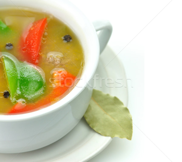 Groentesoep witte soep beker gezondheid groene Stockfoto © saddako2