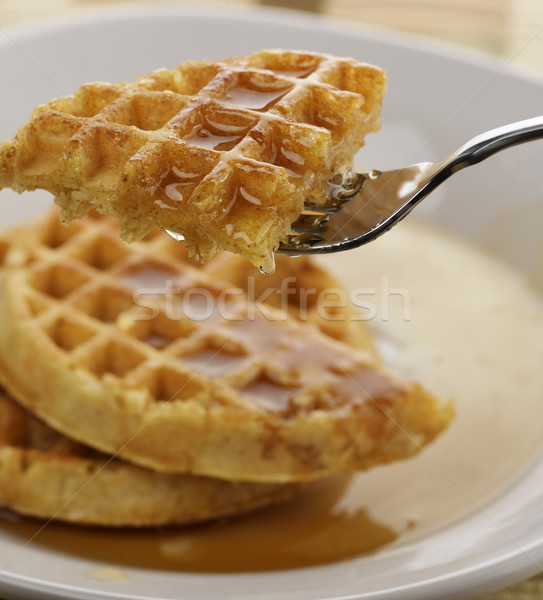 Waffles With Marple Syrup And Honey Stock photo © saddako2