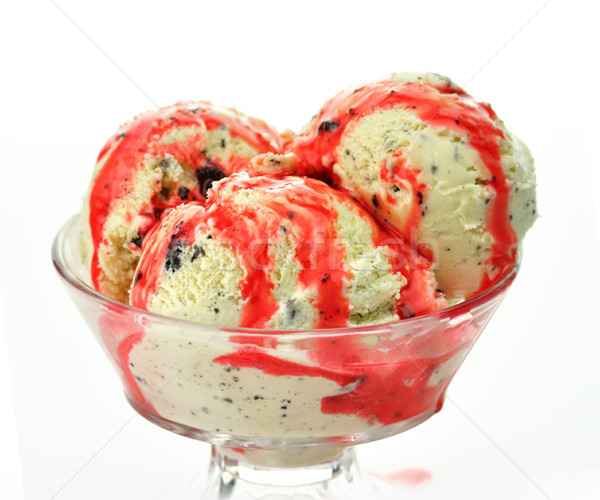 cookies' ice cream with strawberry topping  Stock photo © saddako2