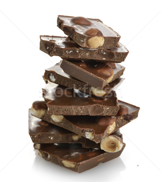 Csokoládé diók fehér sötét törött közelkép Stock fotó © saddako2