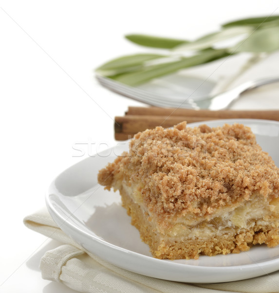 Foto d'archivio: Torta · di · mele · bar · bianco · piatto · alimentare · sfondo · bianco