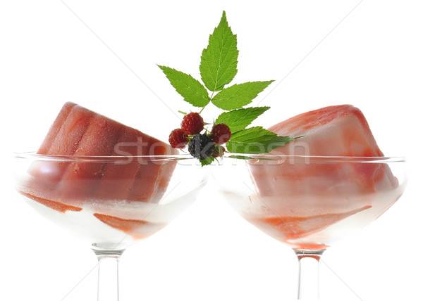 Stock fotó: Szörbet · gyümölcs · üveg · edények · jég · piros