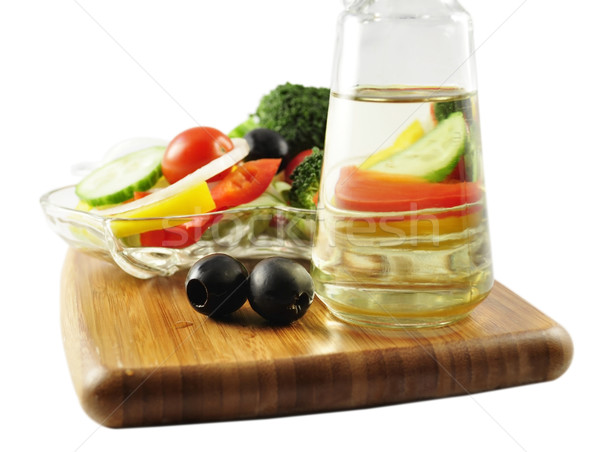 Saláta olaj friss zöldség étolaj étel vacsora Stock fotó © saddako2
