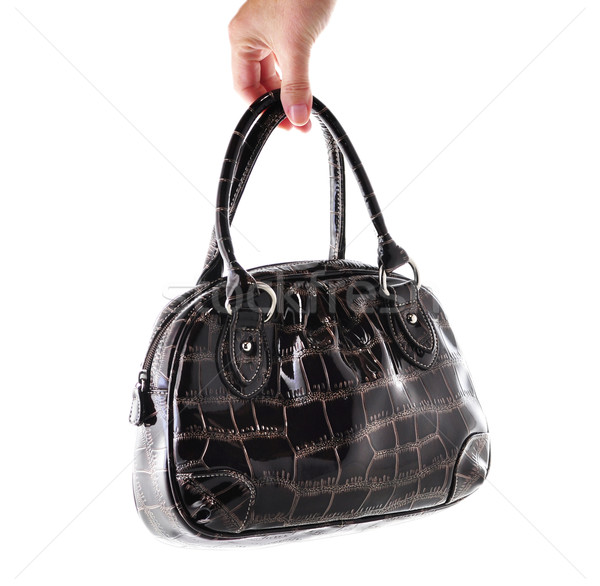 Leder Handtasche Hand Frauen weiblichen weiß Stock foto © saddako2