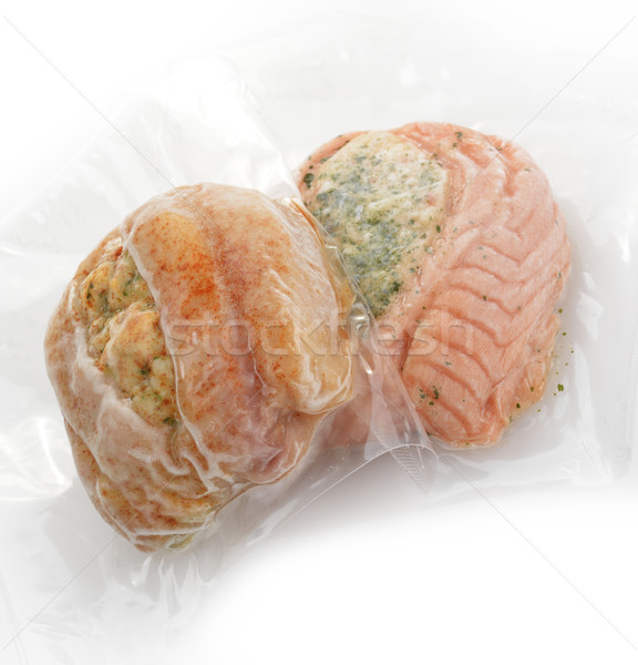 [[stock_photo]]: Congelés · poissons · bourré · saumon · vide · paquet