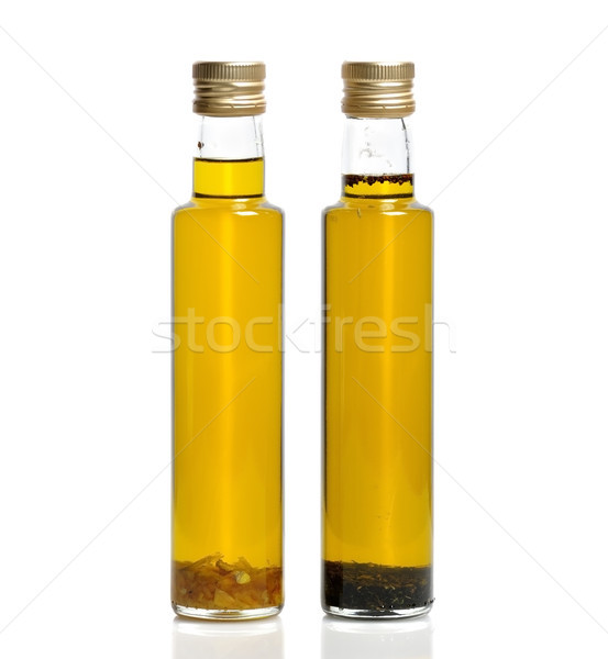 étolaj üvegek fokhagyma bazsalikom olívaolaj étel Stock fotó © saddako2