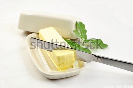 バター 新鮮な スティック 白 皿 バジル ストックフォト © saddako2