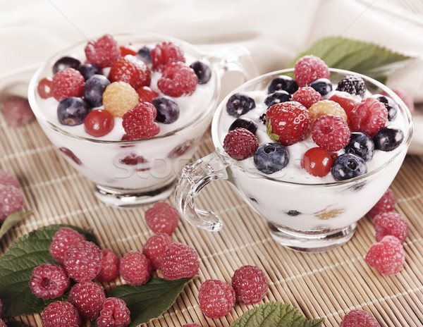 Cups Of Yogurt With Berries Stock photo © saddako2