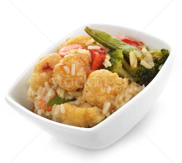 Süß sauer Huhn Reis Gemüse Stock foto © saddako2